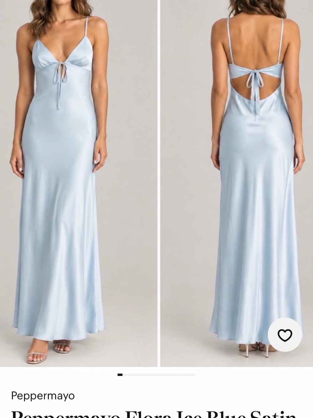 Peppermayo Ice Blue Satin Tie-Back Maxi Dress